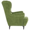 Fauteuil à oreilles avec tabouret vert clair velours 