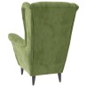 Fauteuil à oreilles avec tabouret vert clair velours 