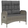 Ensemble à manger jardin et coussins 2 pcs gris rotin 