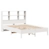Lit bibliothèque sans matelas blanc 140x200 cm bois pin massif 