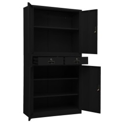 Armoire de bureau Noir 90x40x180 cm Acier 