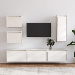 Meubles TV 6 pcs Blanc Bois massif de pin 
