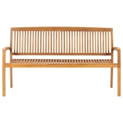 Banc de jardin empilable et coussin 159 cm Bois de teck massif 