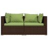 Salon de jardin 3 pcs avec coussins Marron Résine tressée 
