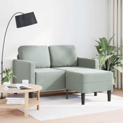 Canapé 2 places avec méridienne en L gris clair 125 cm velours 