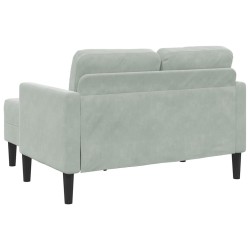 Canapé 2 places avec méridienne en L gris clair 125 cm velours 