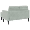 Canapé 2 places avec méridienne en L gris clair 125 cm velours 