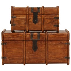 Coffre de rangement 2 pcs Bois d'acacia solide et finition miel 