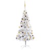 Arbre de Noël artificiel pré-éclairé/boules argenté 180 cm PET 