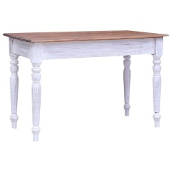 Bureau avec tiroirs blanc 117x57x75 cm bois d'acajou massif 
