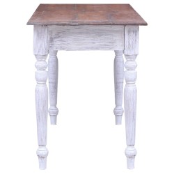 Bureau avec tiroirs blanc 117x57x75 cm bois d'acajou massif 