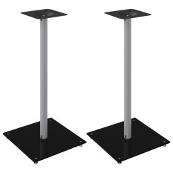 Supports de haut-parleurs 2 pcs noir et argenté 1 pilier 
