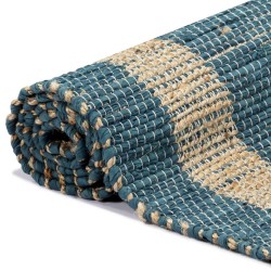 Tapis fait à la main Jute Bleu 120x180 cm 