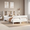 Lit bibliothèque sans matelas blanc 135x190 cm bois pin massif 