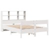 Lit bibliothèque sans matelas blanc 135x190 cm bois pin massif 