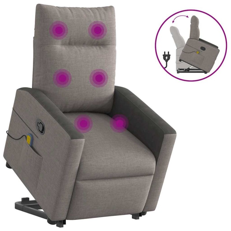 Fauteuil inclinable de massage Taupe Tissu 