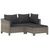 Salon de jardin 3 pcs avec coussins Gris Résine tressée 