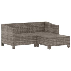 Salon de jardin 3 pcs avec coussins Gris Résine tressée 