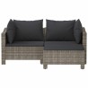 Salon de jardin 3 pcs avec coussins Gris Résine tressée 