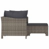 Salon de jardin 3 pcs avec coussins Gris Résine tressée 