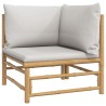 Salon de jardin 3 pcs avec coussins gris clair bambou 
