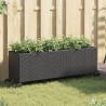 Jardinière avec roulettes et 3 pots noir 107x32x38 cm rotin 