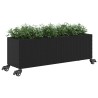 Jardinière avec roulettes et 3 pots noir 107x32x38 cm rotin 