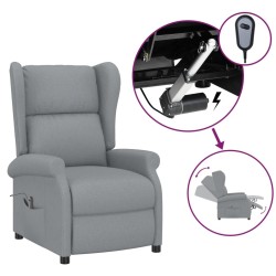 Fauteuil inclinable électrique à oreilles gris clair tissu 