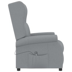 Fauteuil inclinable électrique à oreilles gris clair tissu 