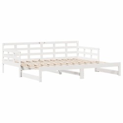 Lit de jour avec gigogne et tiroirs sans matelas blanc 90x190cm 