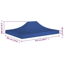 Toit de tente de réception 4,5x3 m Bleu 270 g/m² 