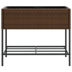 Jardinière avec étagère marron résine tressée 