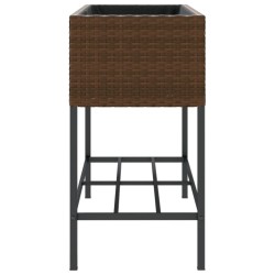 Jardinière avec étagère marron résine tressée 