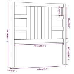 Tête de lit Marron miel 106x4x100 cm Bois massif de pin 