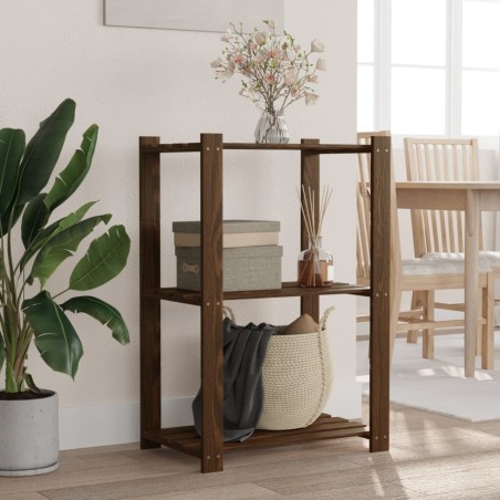 Support de rangement à 3 niveaux marron 60x38x90 cm bois de pin 