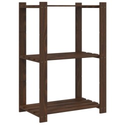 Support de rangement à 3 niveaux marron 60x38x90 cm bois de pin 