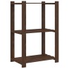 Support de rangement à 3 niveaux marron 60x38x90 cm bois de pin 