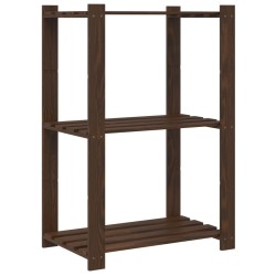 Support de rangement à 3 niveaux marron 60x38x90 cm bois de pin 