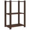 Support de rangement à 3 niveaux marron 60x38x90 cm bois de pin 