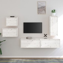 Meubles TV 5 pcs Blanc Bois massif de pin 