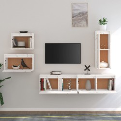 Meubles TV 5 pcs Blanc Bois massif de pin 