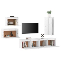 Meubles TV 5 pcs Blanc Bois massif de pin 