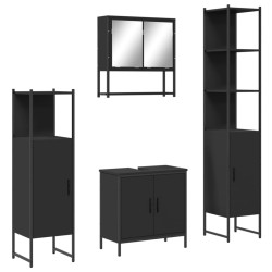 Ensemble de meubles salle de bain 4 pcs noir bois d'ingénierie 