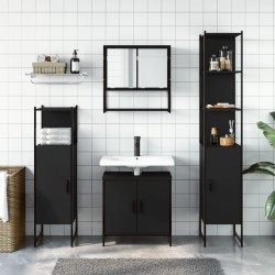 Ensemble de meubles salle de bain 4 pcs noir bois d'ingénierie 