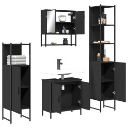 Ensemble de meubles salle de bain 4 pcs noir bois d'ingénierie 