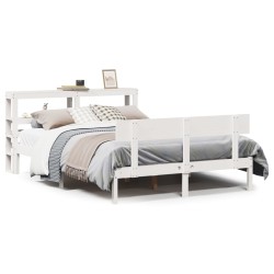 Cadre de lit sans matelas blanc 150x200 cm bois de pin massif 