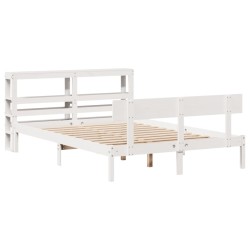 Cadre de lit sans matelas blanc 150x200 cm bois de pin massif 