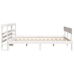 Cadre de lit sans matelas blanc 150x200 cm bois de pin massif 