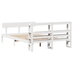 Cadre de lit sans matelas blanc 150x200 cm bois de pin massif 