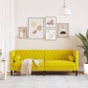 Canapé Chesterfield avec traversins 3 places jaune velours 